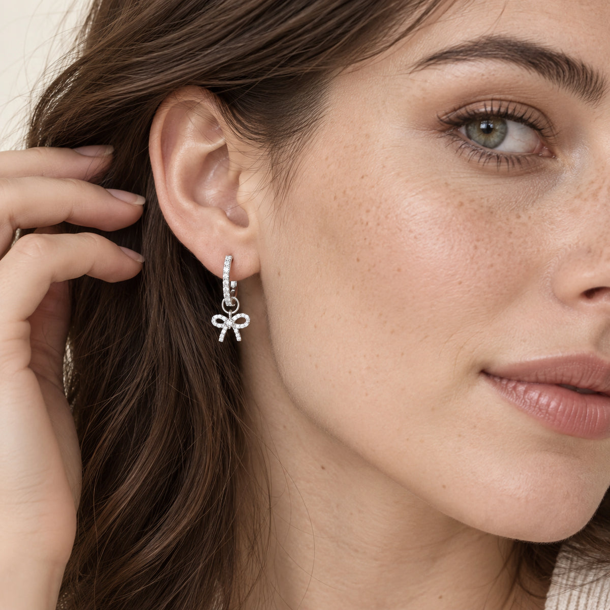 VESVIORA Two-Way Pavé Bow Hoop Earrings S925 Silver