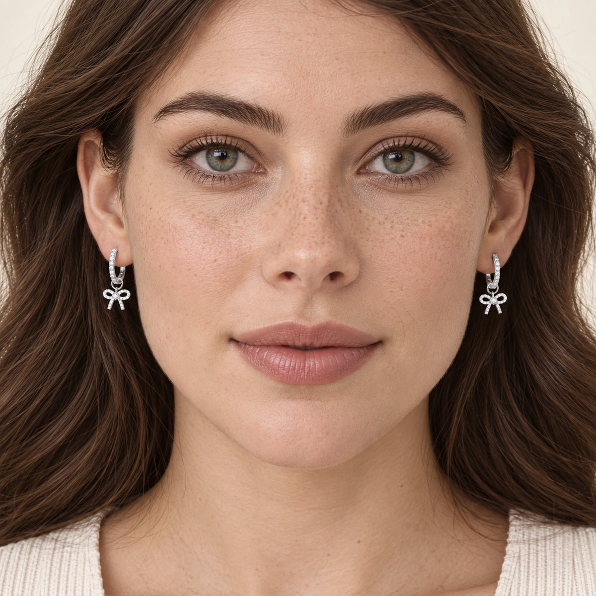 VESVIORA Two-Way Pavé Bow Hoop Earrings S925 Silver