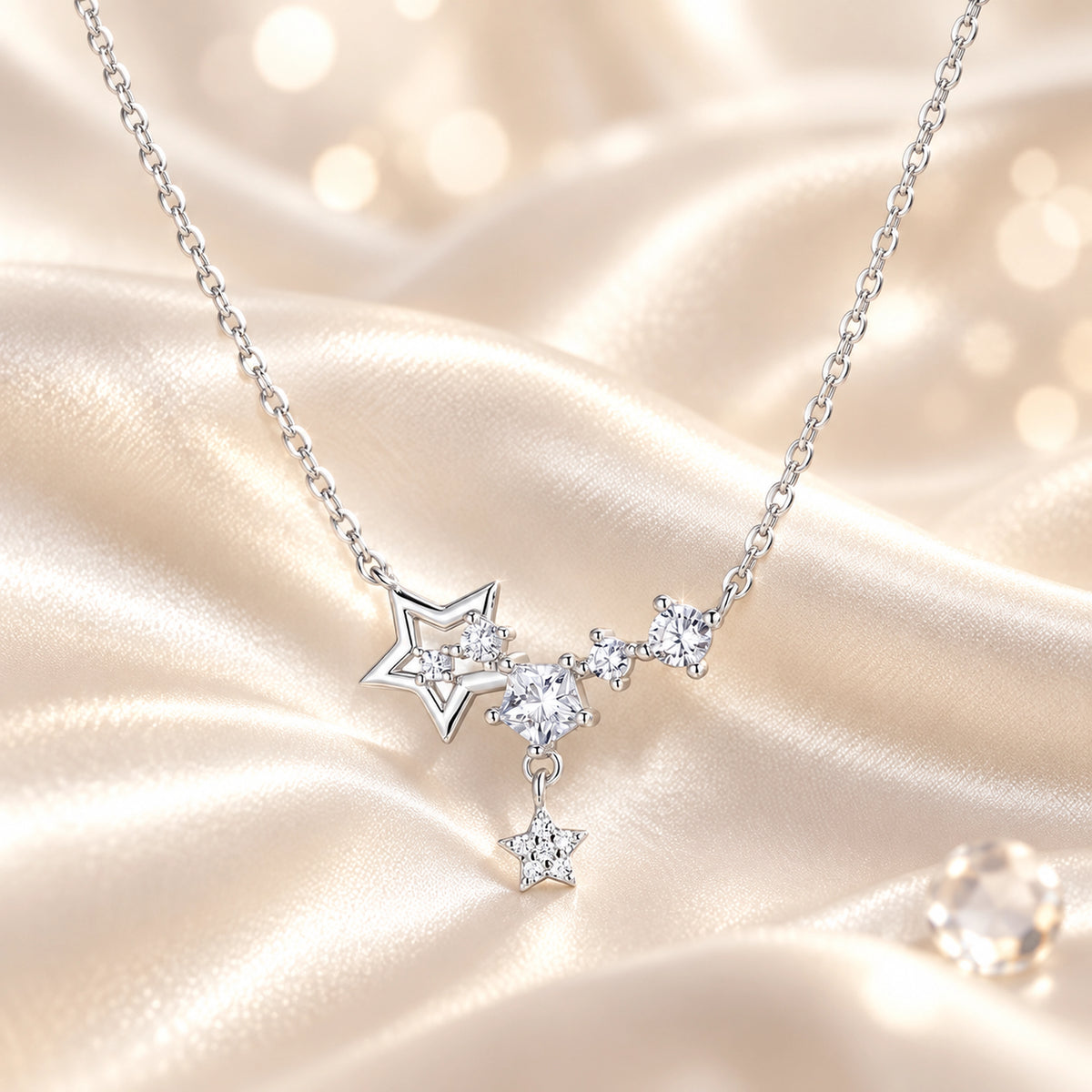 VESVIORA Celestial Star Necklace in S925 Sterling Silver