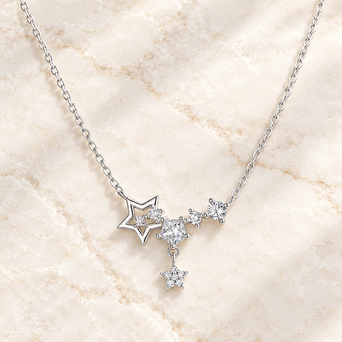 VESVIORA Celestial Star Necklace in S925 Sterling Silver