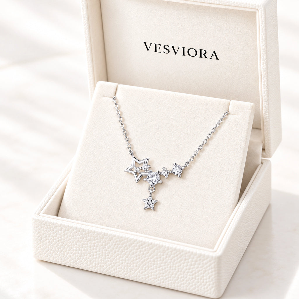 VESVIORA Celestial Star Necklace in S925 Sterling Silver