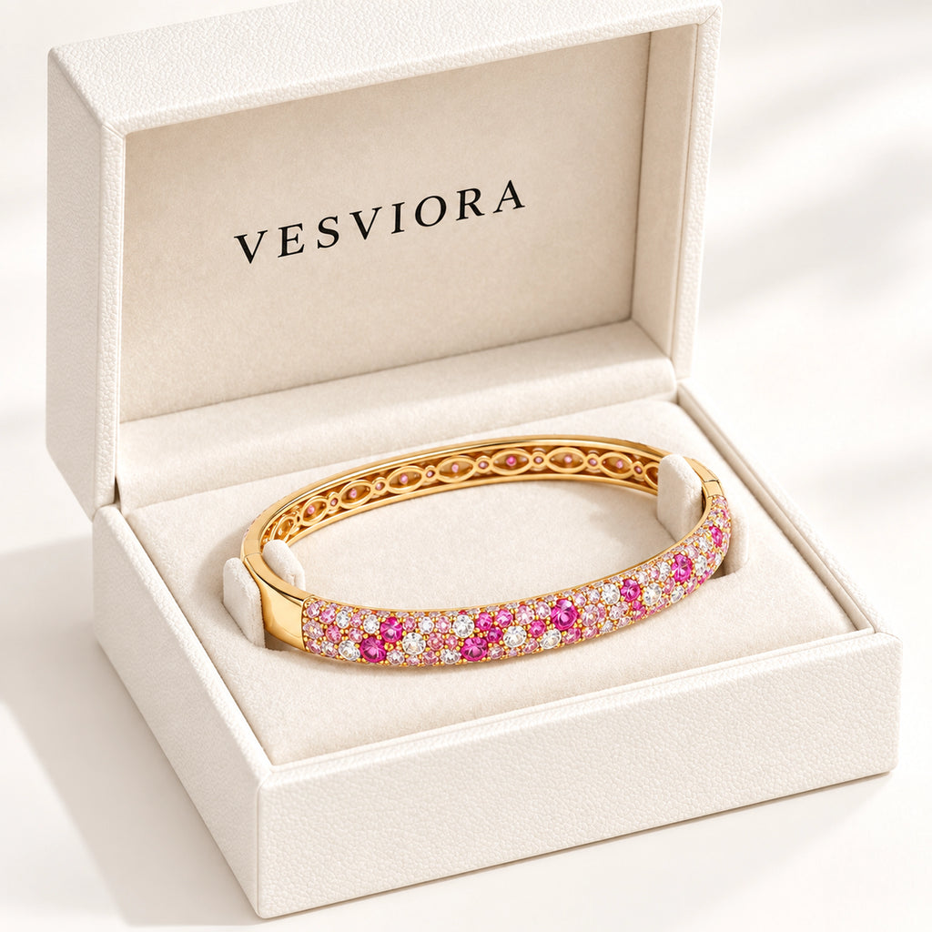 VESVIORA Gradient Pink Pavé Bangle