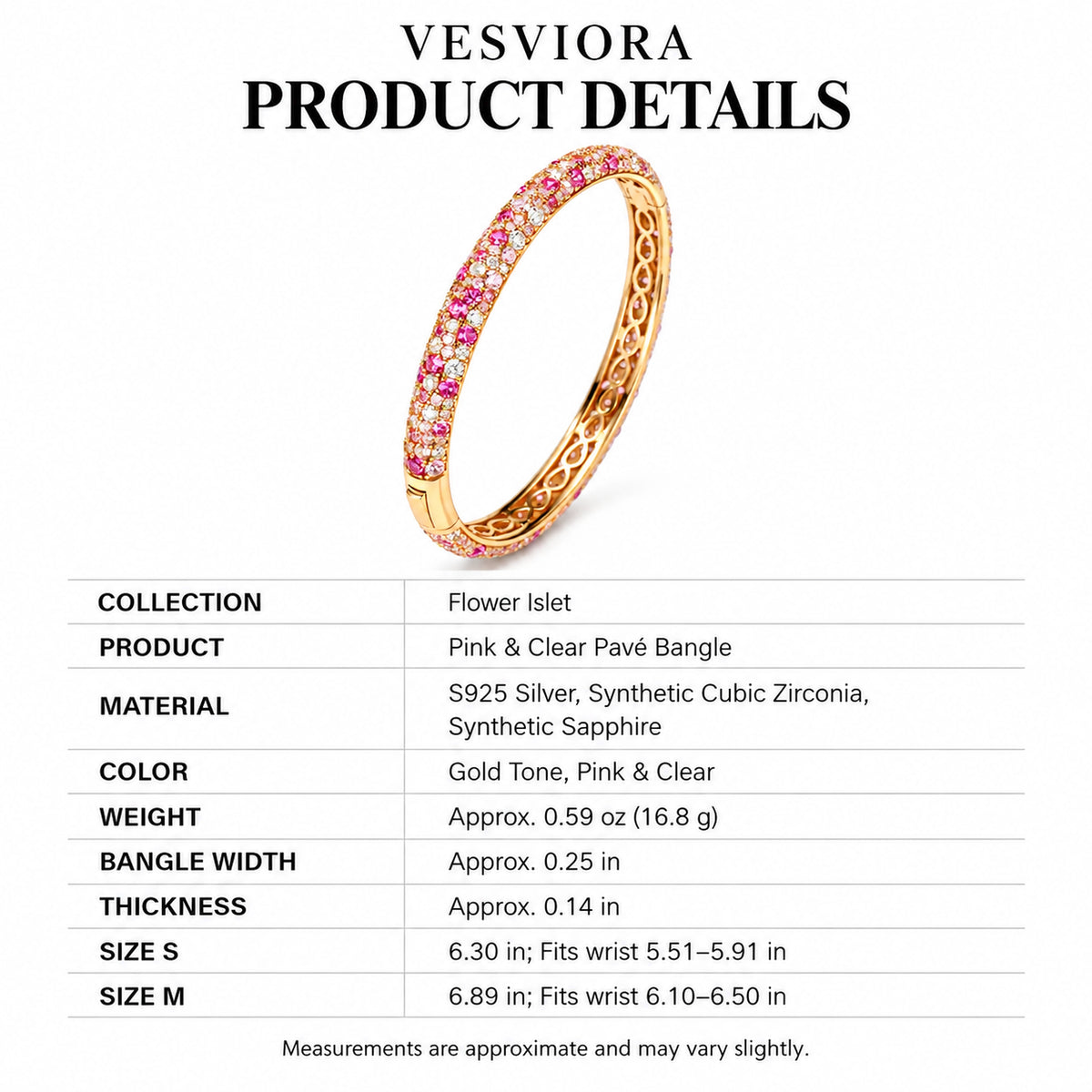 VESVIORA Gradient Pink Pavé Bangle