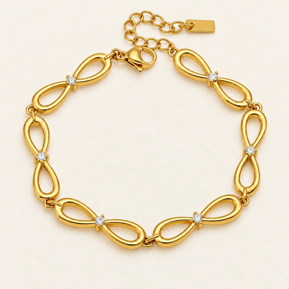 Vesviora Gold Crystal Bow Link Bracelet