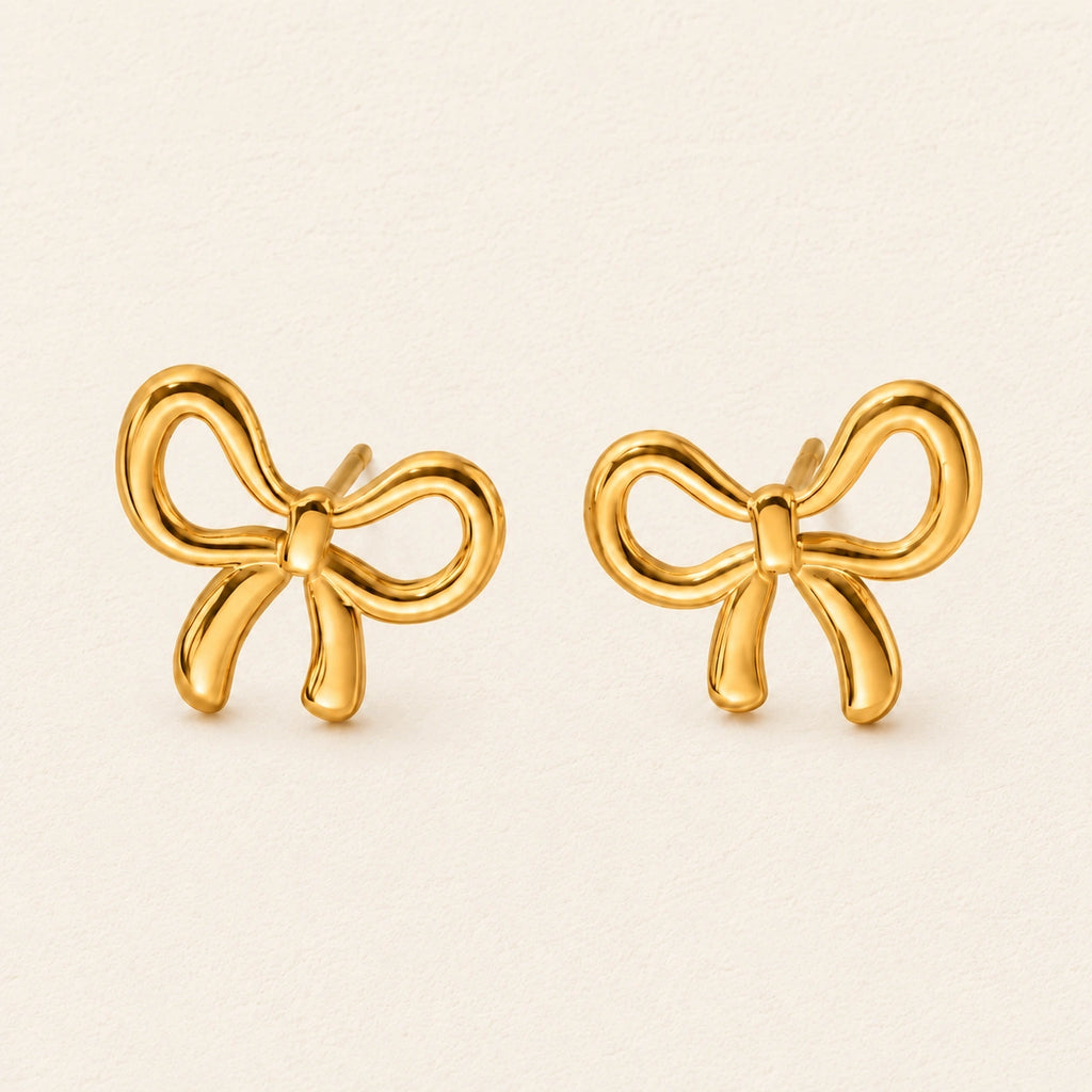 Vesviora Gold Bow Stud Earrings