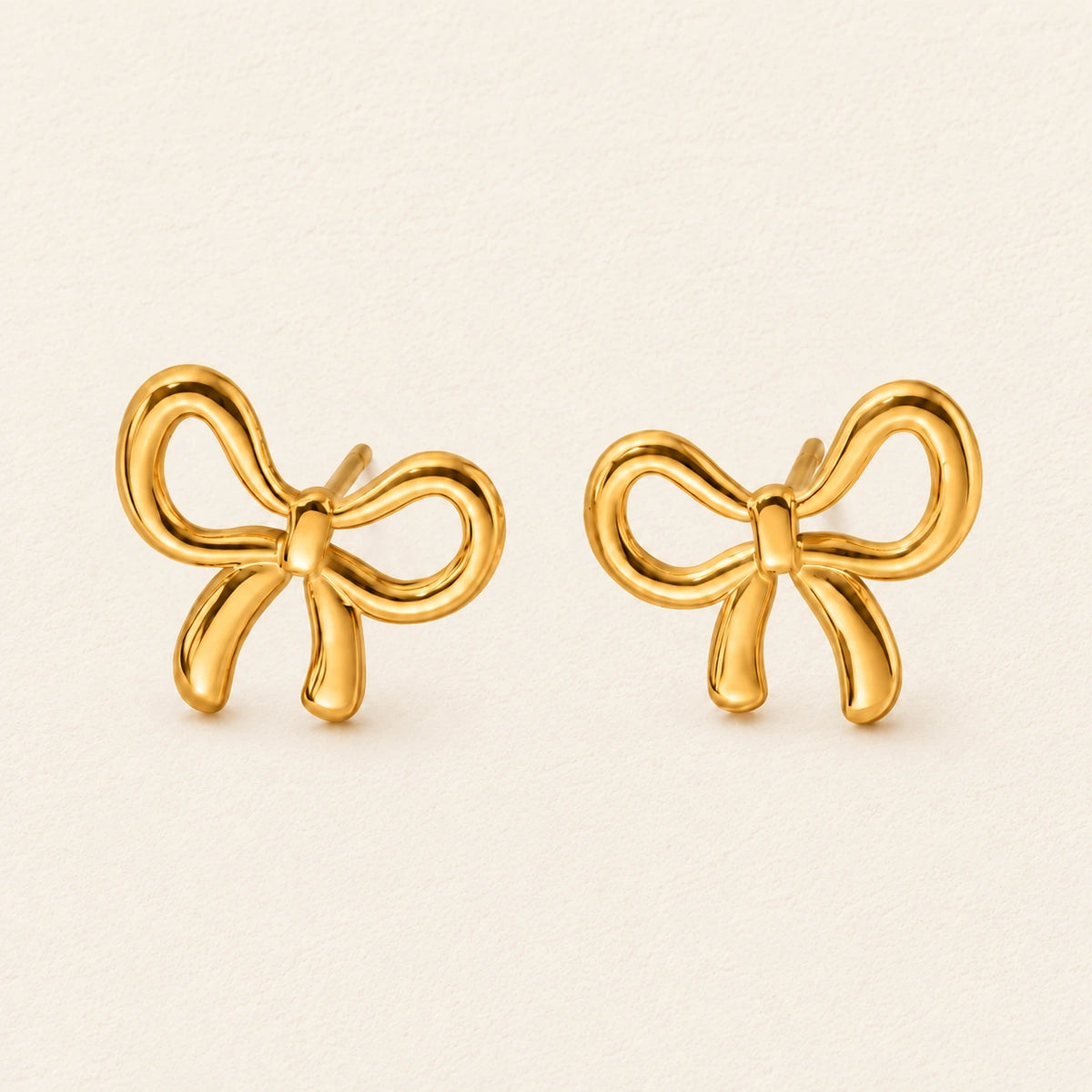 Vesviora Gold Bow Stud Earrings