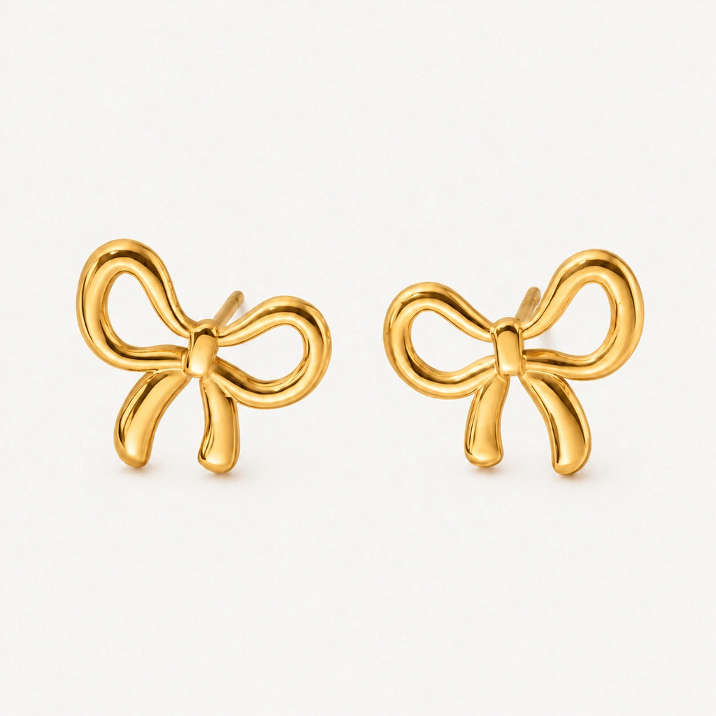Vesviora Gold Bow Stud Earrings