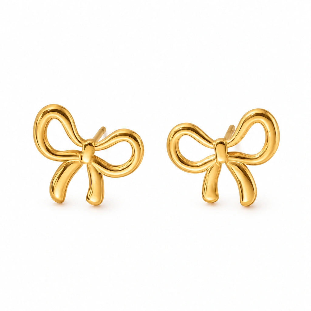 Vesviora Gold Bow Stud Earrings