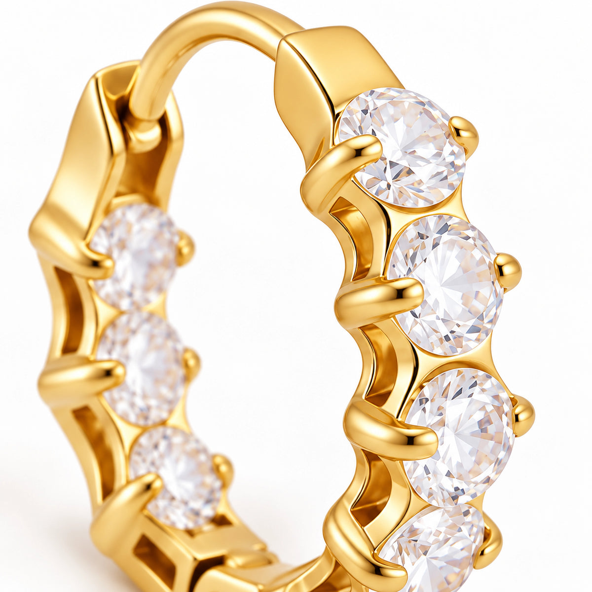 VESVIORA Gold-Tone Cubic Zirconia Huggie Hoop Earrings