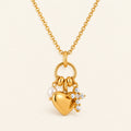 Vesviora Gold Heart Necklace with Pearl & Crystal Charms