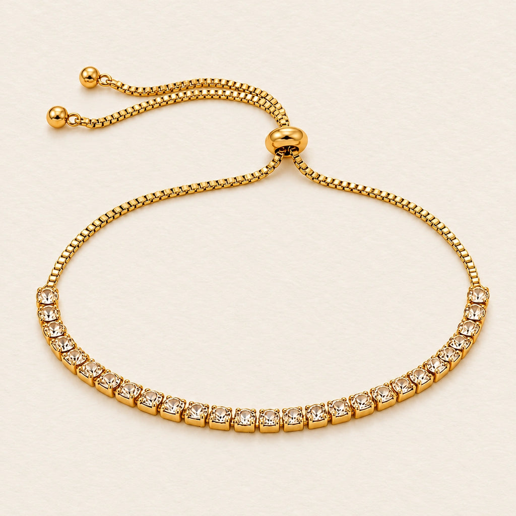 Vesviora Gold Zircon Adjustable Tennis Bracelet