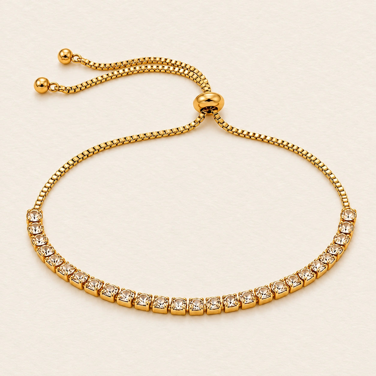Vesviora Gold Zircon Adjustable Tennis Bracelet