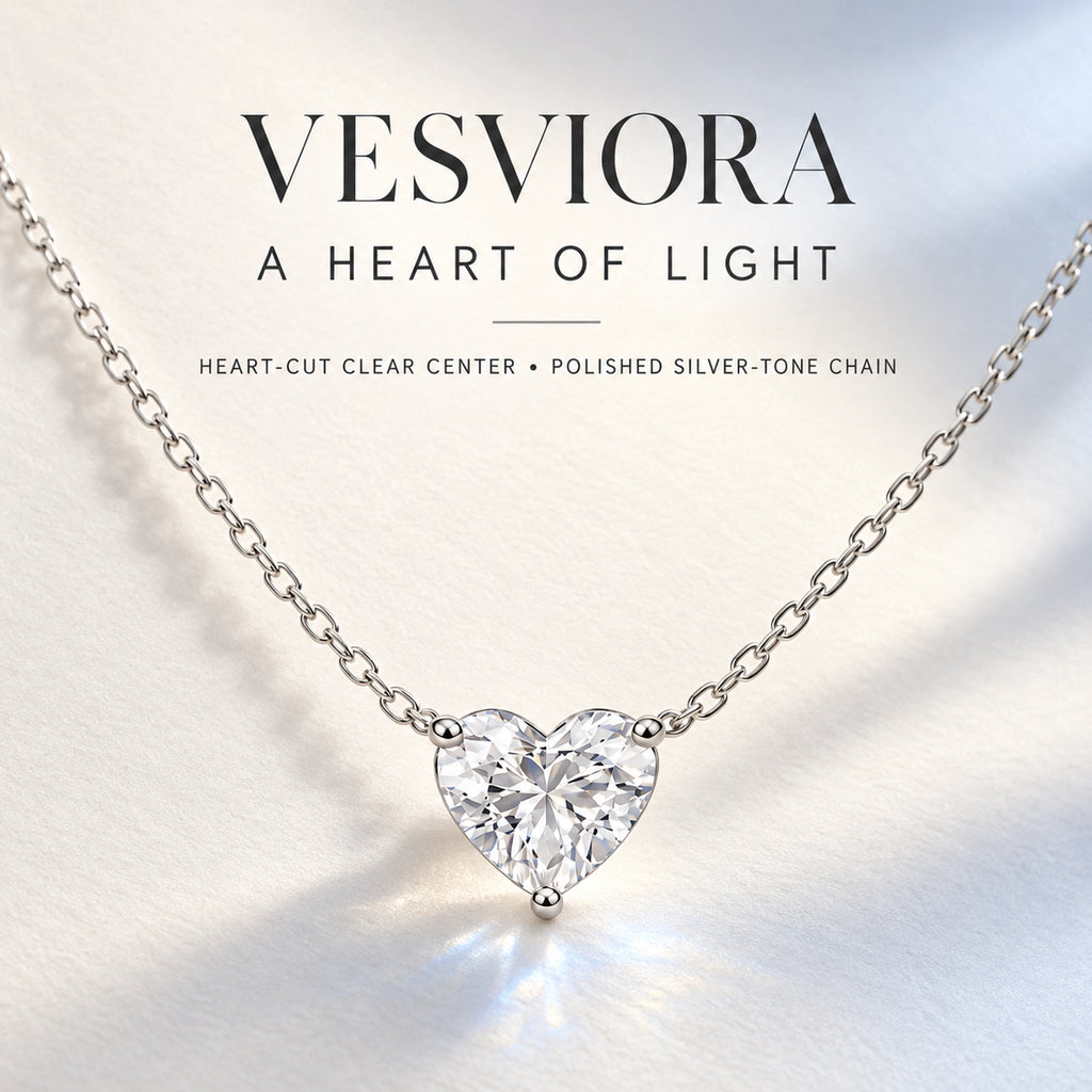 Vesviora Minimalist 1 Carat Heart Solitaire Necklace