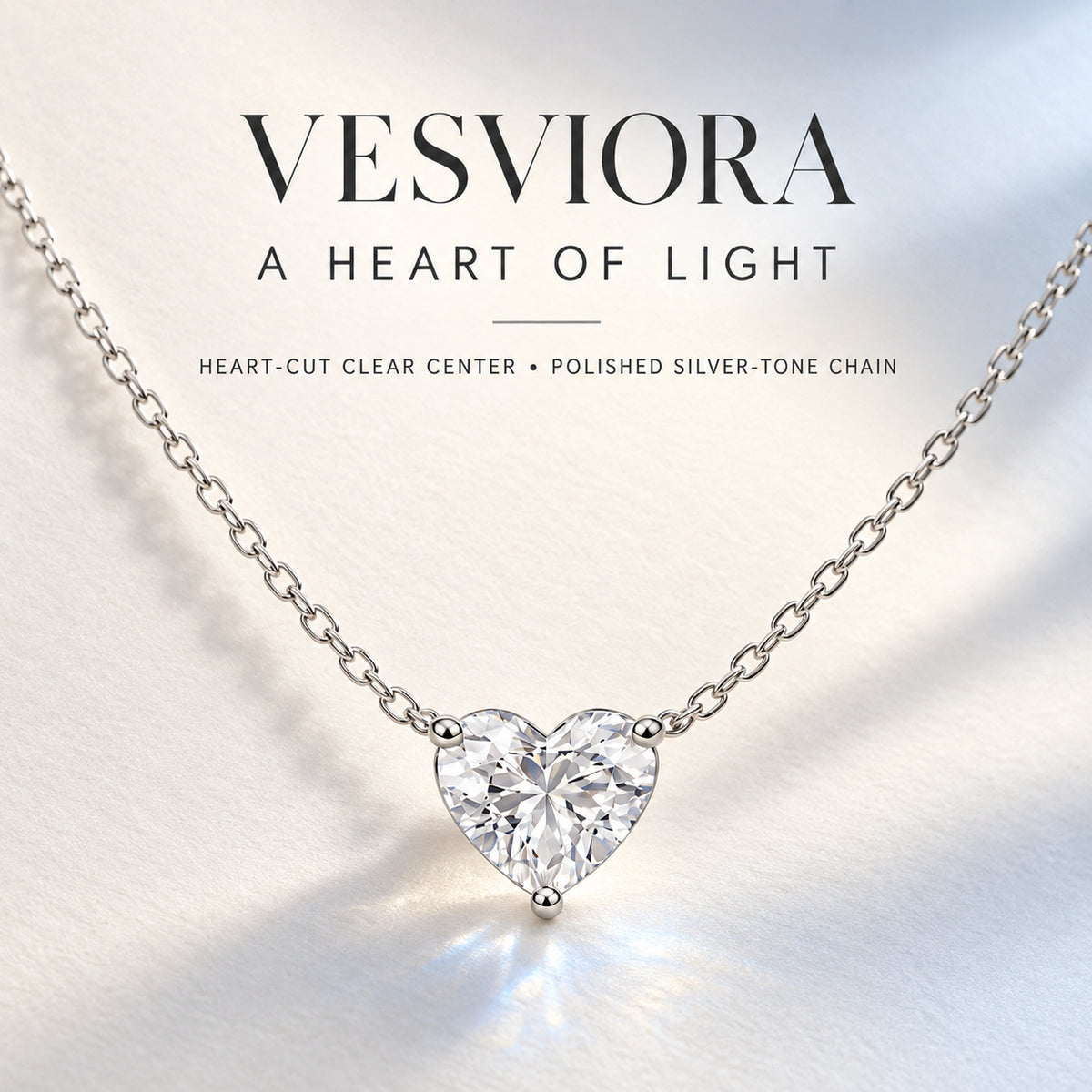 Vesviora Minimalist 1 Carat Heart Solitaire Necklace