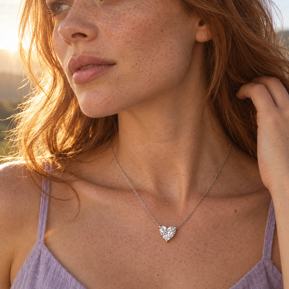 Vesviora Minimalist 1 Carat Heart Solitaire Necklace