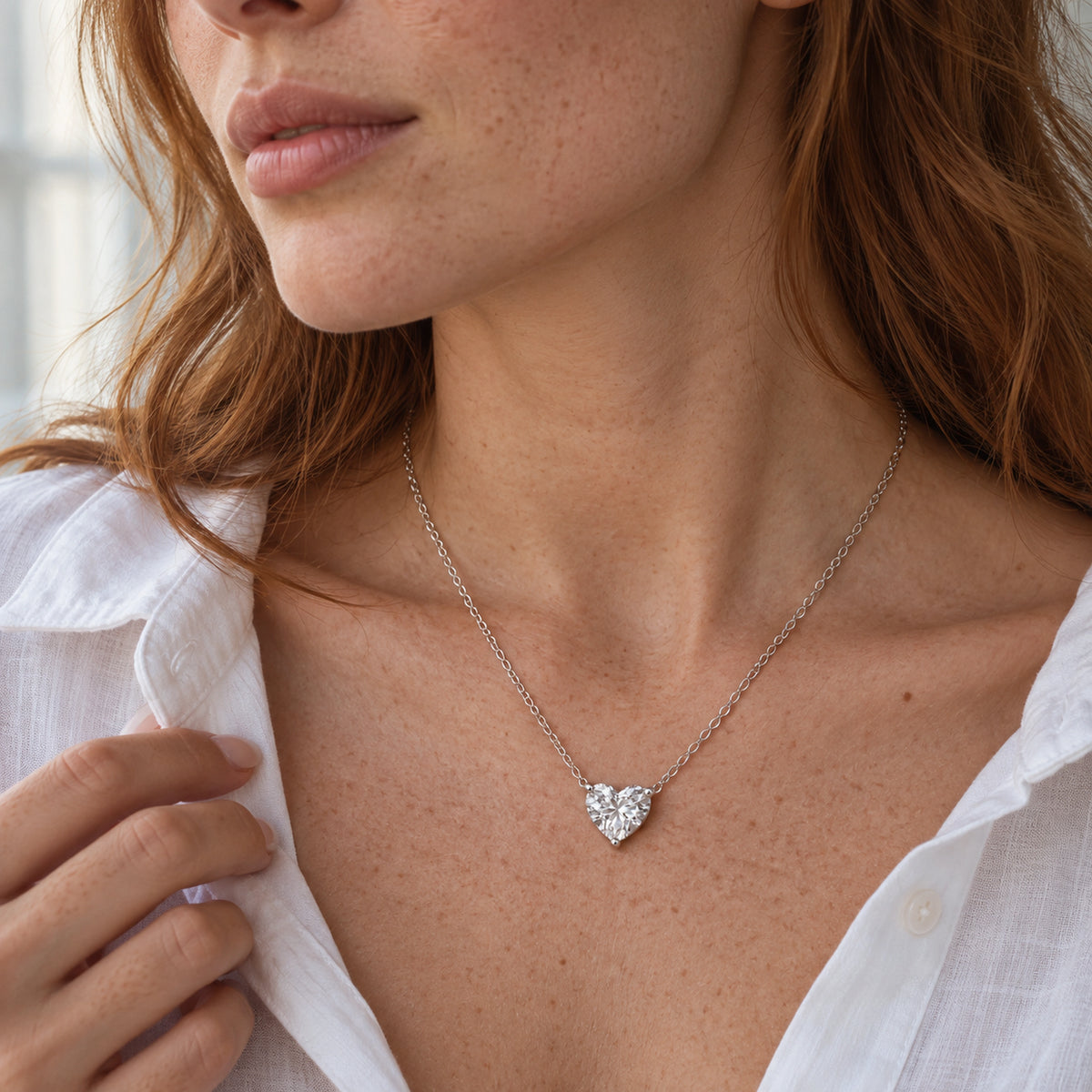 Vesviora Minimalist 1 Carat Heart Solitaire Necklace