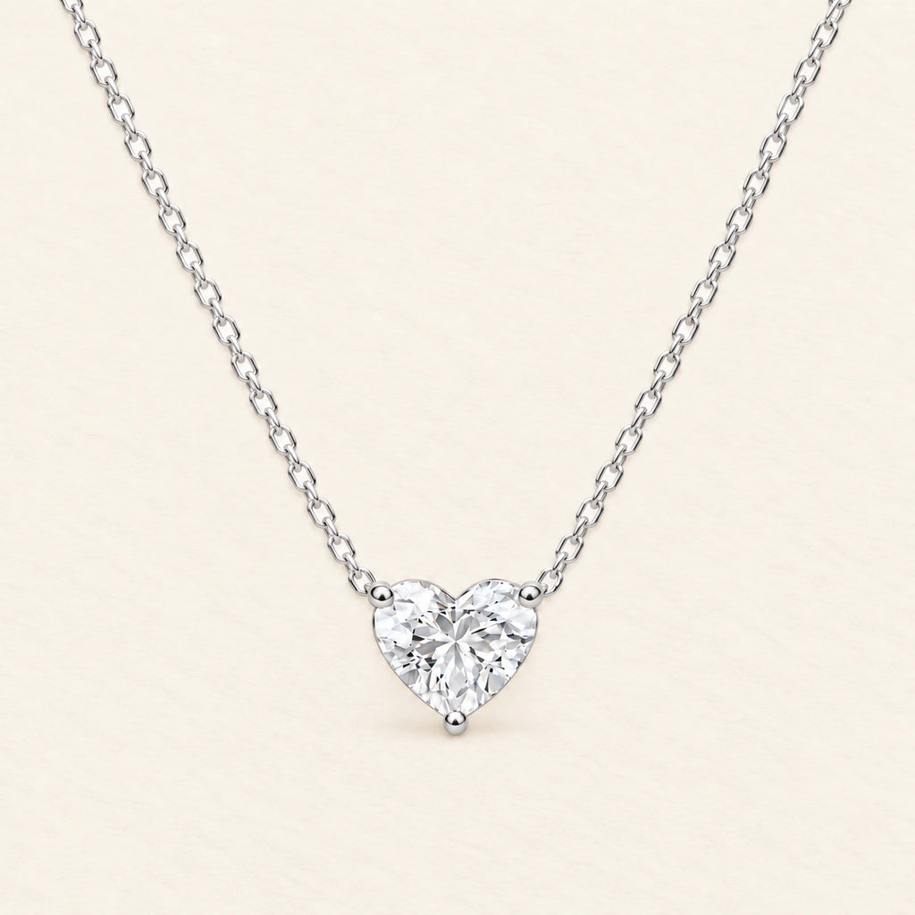 Vesviora Minimalist 1 Carat Heart Solitaire Necklace