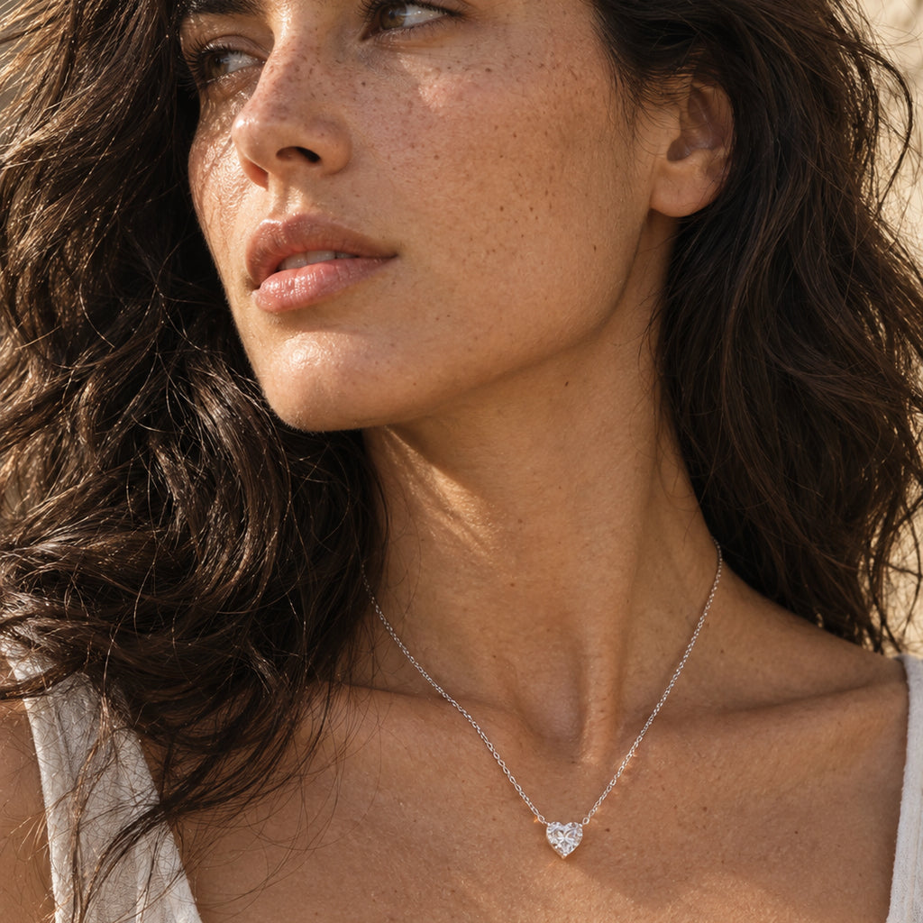 Vesviora Minimalist 1 Carat Heart Solitaire Necklace