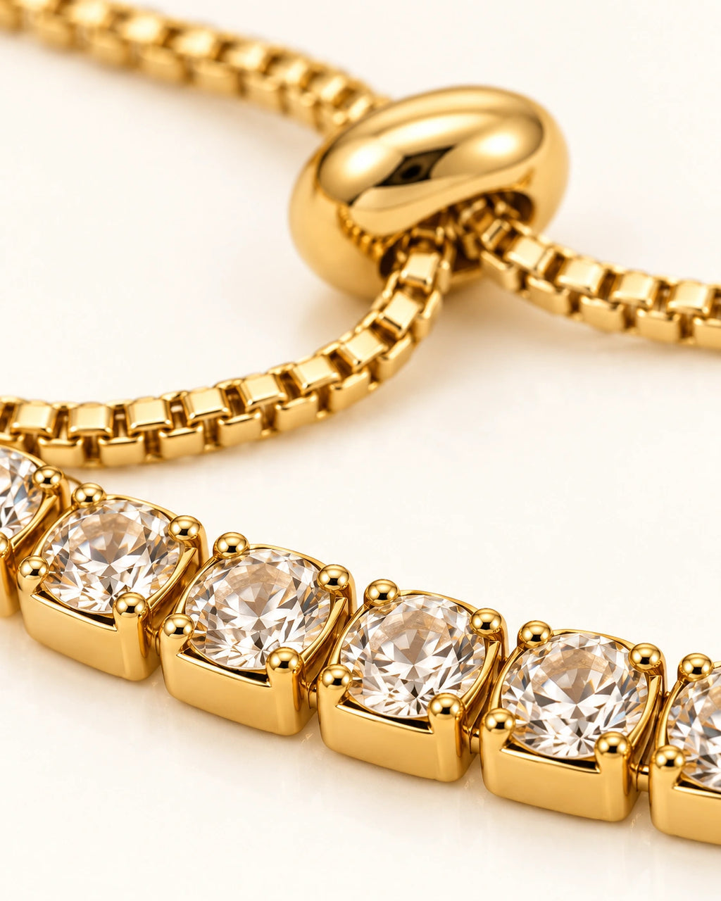 Vesviora Gold Zircon Adjustable Tennis Bracelet