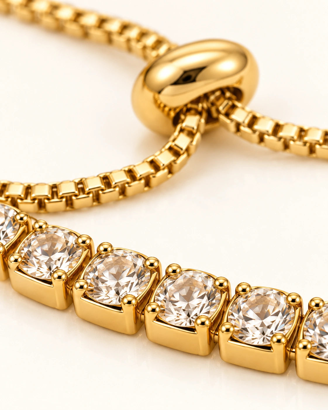 Vesviora Gold Zircon Adjustable Tennis Bracelet