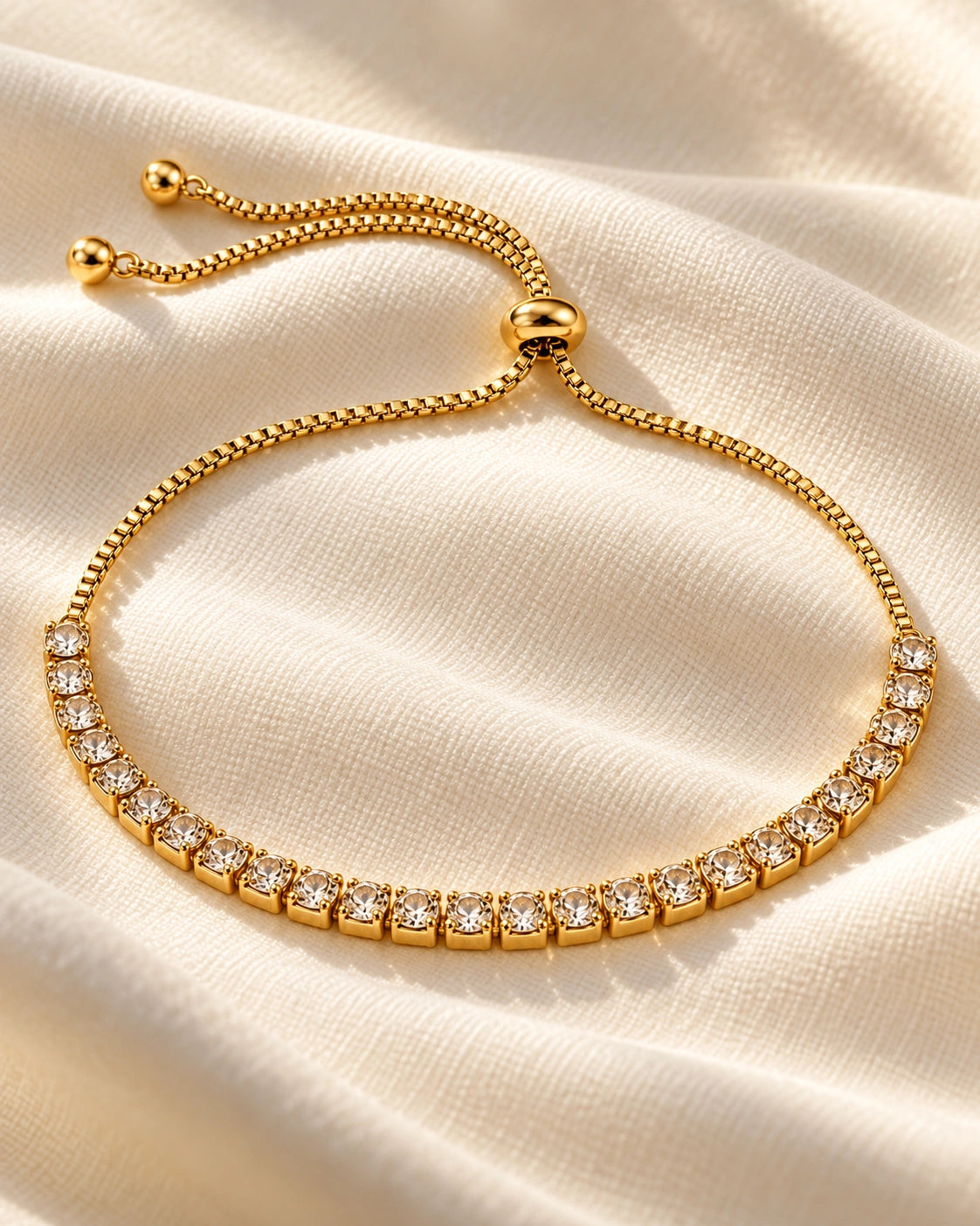 Vesviora Gold Zircon Adjustable Tennis Bracelet