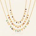 Vesviora Gold Multicolor Stone Charm Necklace Set
