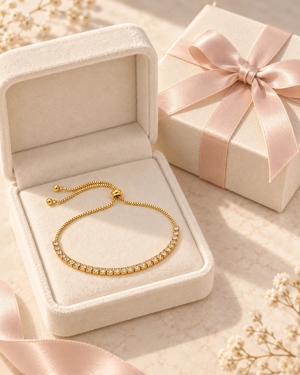 Vesviora Gold Zircon Adjustable Tennis Bracelet