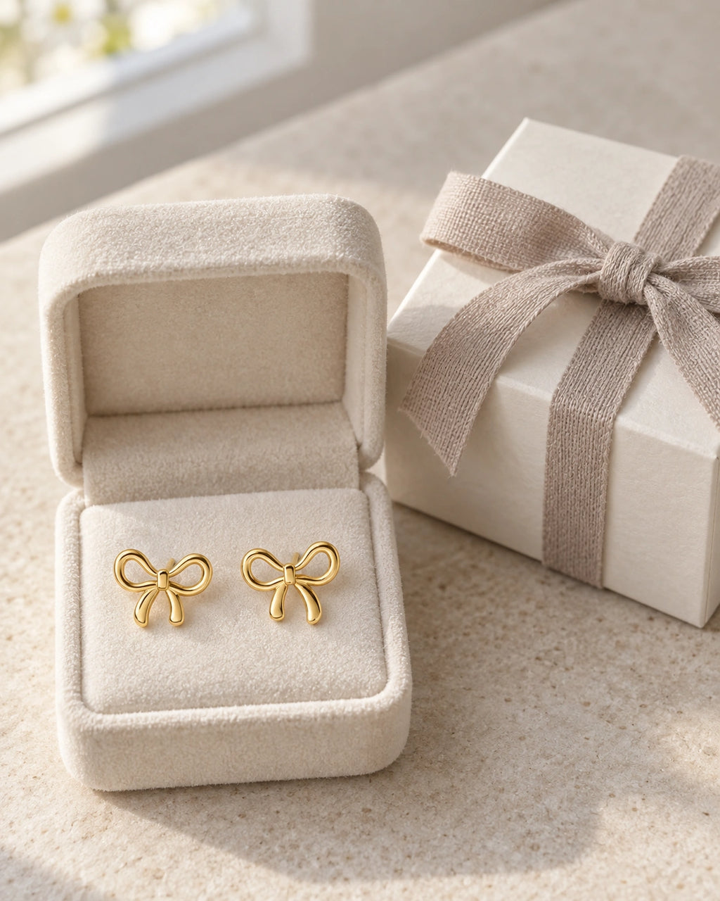 Vesviora Gold Bow Stud Earrings