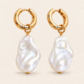 VESVIORA Baroque Imitation Pearl Drop Huggie Hoop Earrings