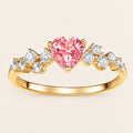 VESVIORA Lab-Grown Padparadscha Pink Heart Ring in Gold-Plated 925 Sterling Silver