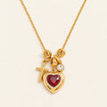 Vesviora Crimson Devotion Heart & Cross Charm Necklace
