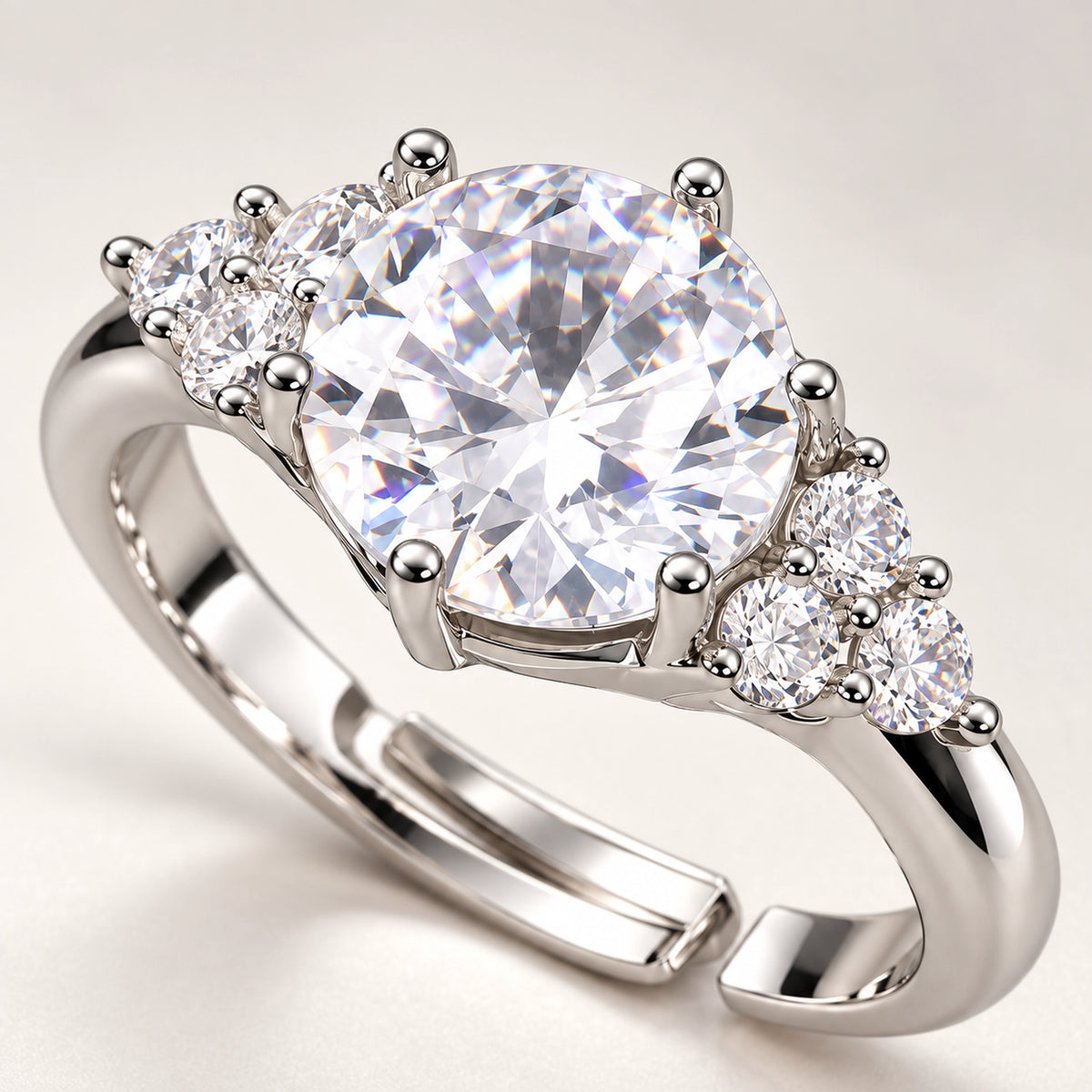 Vesviora Celestia Adjustable 925 Sterling Silver CZ Ring