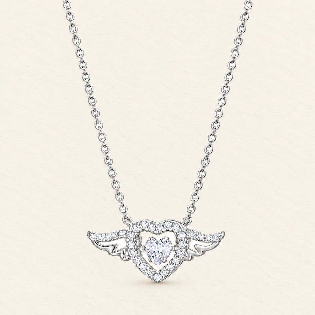 VESVIORA Cupid Heart Wing Necklace S925 Sterling Silver