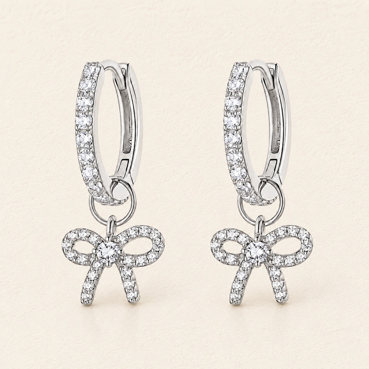 VESVIORA Two-Way Pavé Bow Hoop Earrings S925 Silver