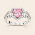 VESVIORA Pink Heart Halo Adjustable Ring