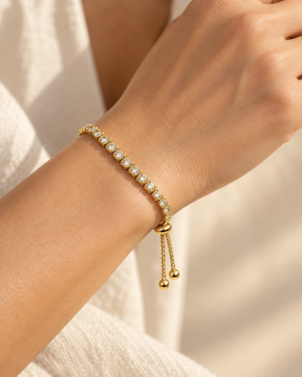 Vesviora Gold Zircon Adjustable Tennis Bracelet