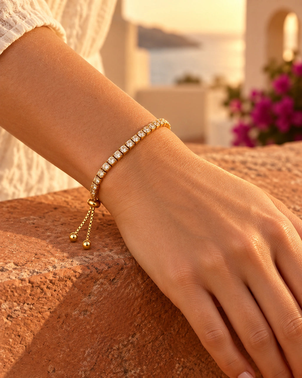 Vesviora Gold Zircon Adjustable Tennis Bracelet