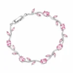 Pink zircon bracelet with sparkling branch design for women