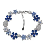 Vesviora blue zircon floral bracelet with sparkling flower details