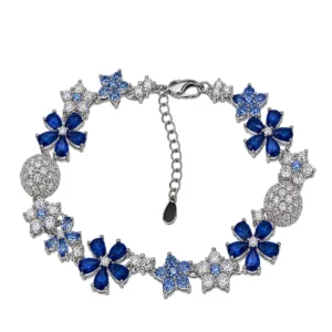 Vesviora blue zircon floral bracelet with sparkling flower details