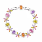 Vesviora multicolor zircon floral bracelet