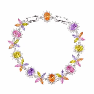 Vesviora multicolor zircon floral bracelet