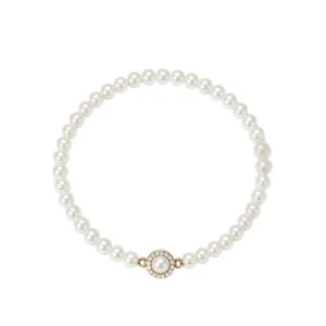Vesviora pearl bracelet with gold rhinestone clasp