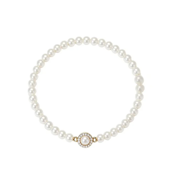 Vesviora pearl bracelet with gold rhinestone clasp