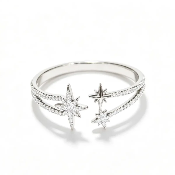 Vesviora starburst moissanite open cuff bracelet
